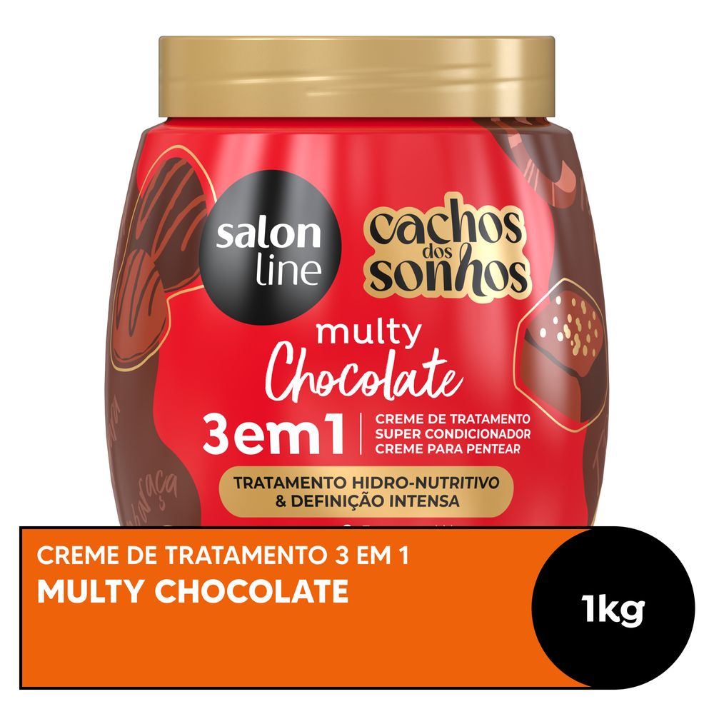 Pote frontal do Creme Salon Line 3 em 1 Cachos dos Sonhos Multy Chocolate 1kg