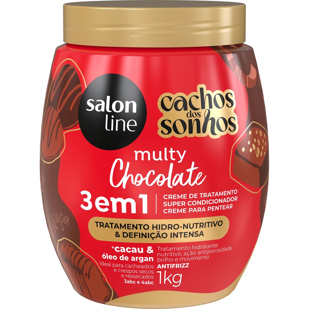 Pote do Creme Salon Line destacando ingredientes e benefícios
