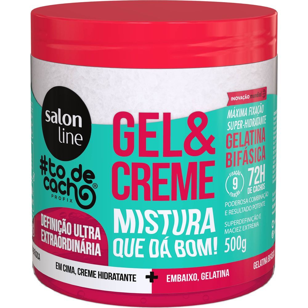 Frontal do pote mostrando a separação de creme e gel na embalagem