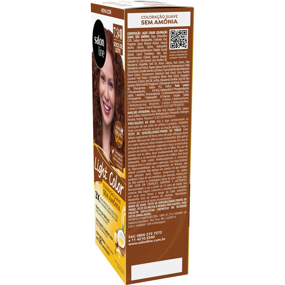 Rótulo com instruções e composição da coloração Salon Line Light Color