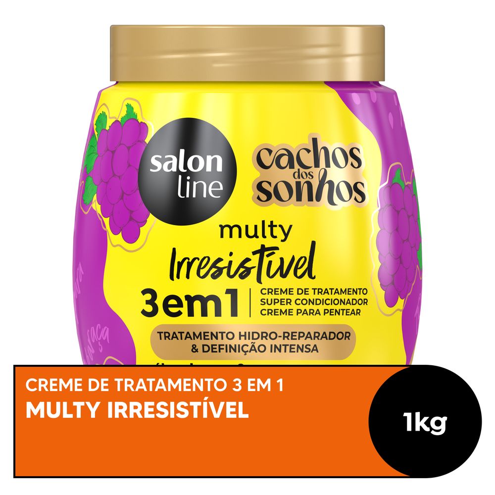 Creme Salon Line Uva 3 em 1 Cachos dos Sonhos Multy Irresistível 1kg - embalagem frontal