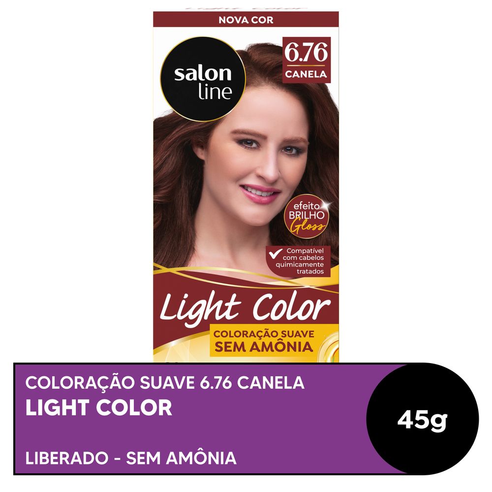 Embalagem frontal Light Color 6.76 Canela Salon Line