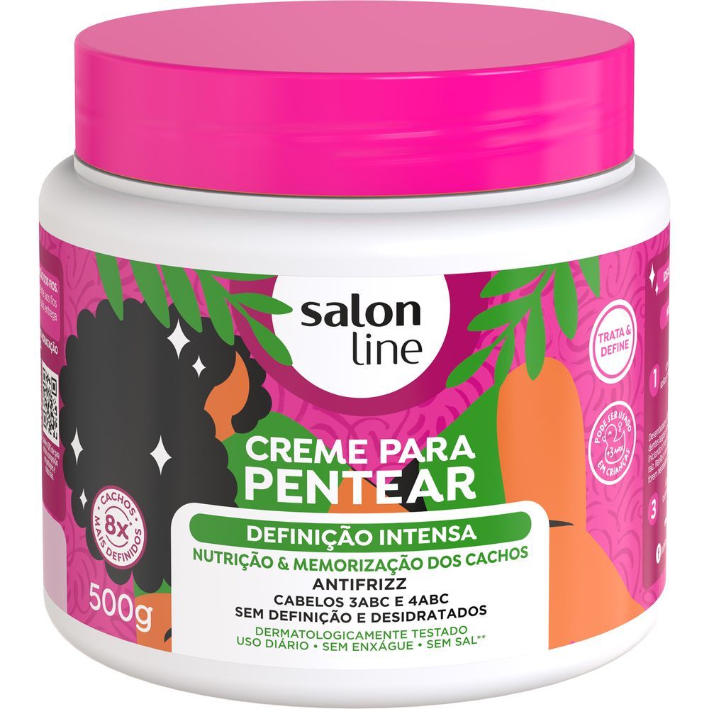 Imagem frontal do pote Salon Line Definição Intensa 500g destacando indicação para cachos