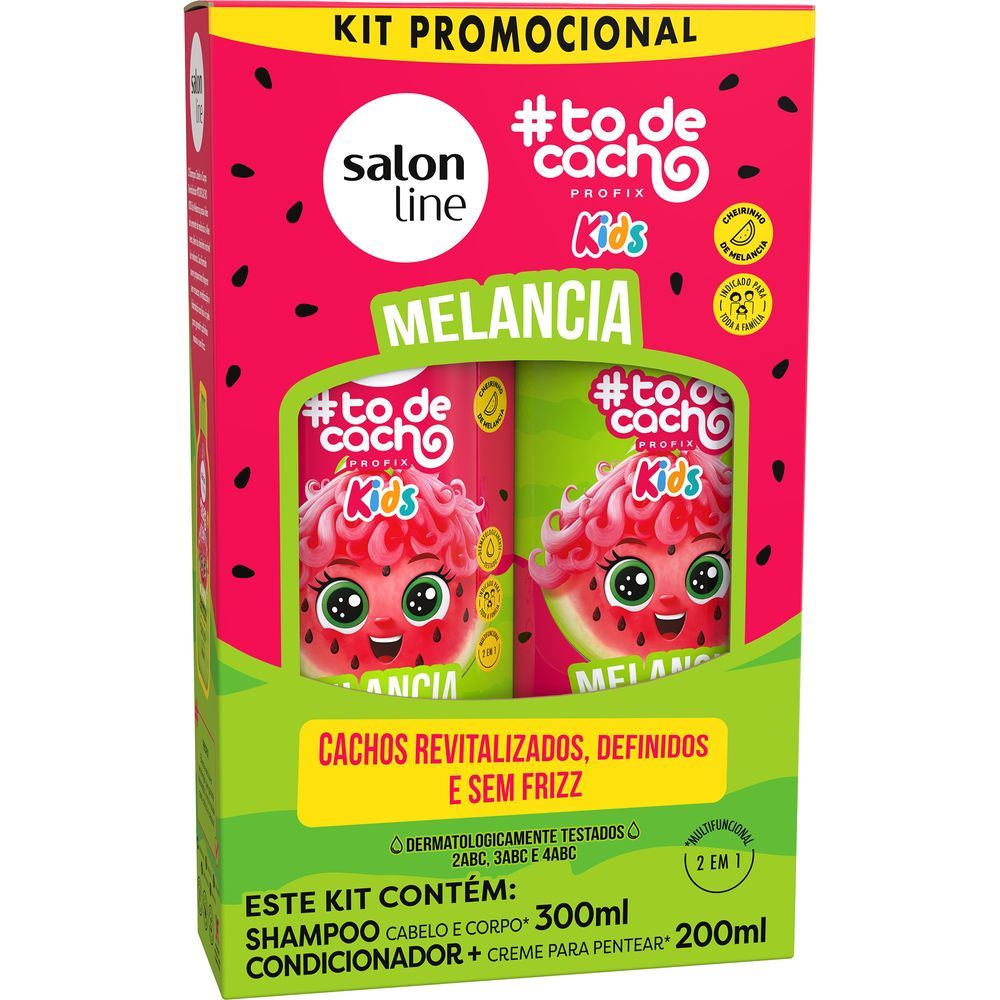 Imagem do kit Salon Line #todecacho Kids Melancia destacando 300ml shampoo e 200ml condicionador
