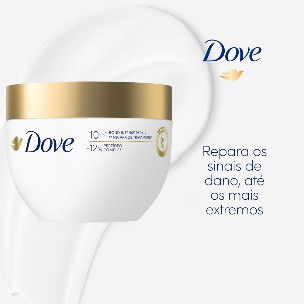 Pote Dove Bond Intense Repair 250 g com destaque para benefícios e textura cremosa