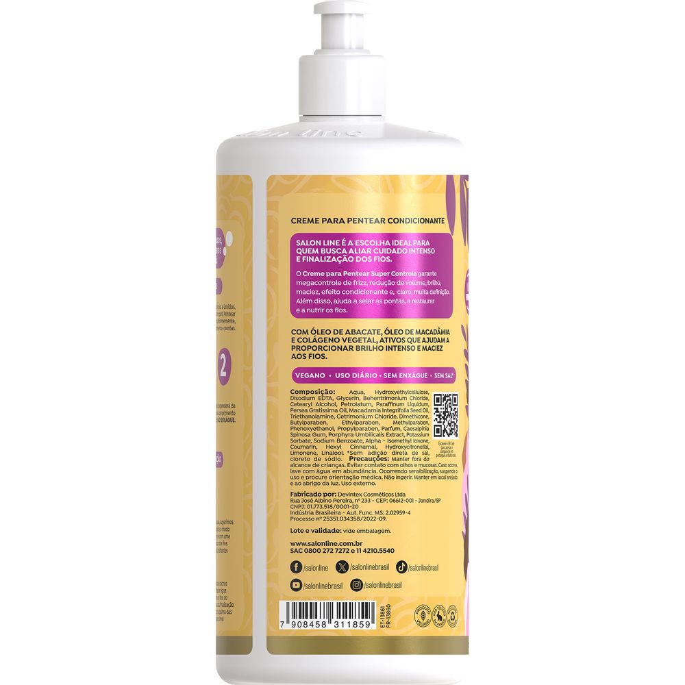 Lado do creme com informações sobre ingredientes e benefícios