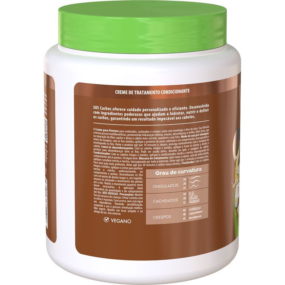 Pote lateral com indicações de uso e funções do produto