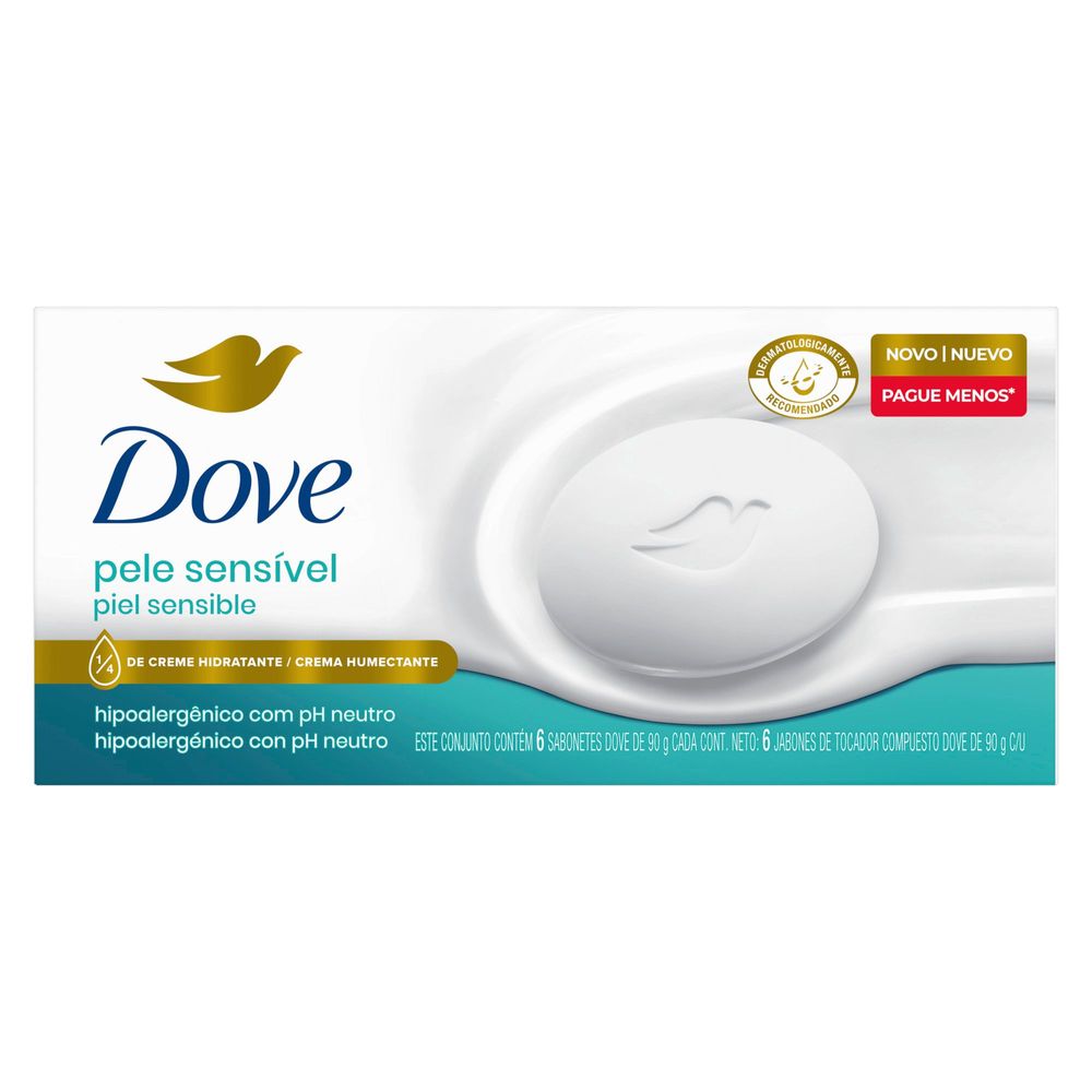 Detalhe do selo dermatologicamente recomendado e indicação de 1/4 de creme hidratante