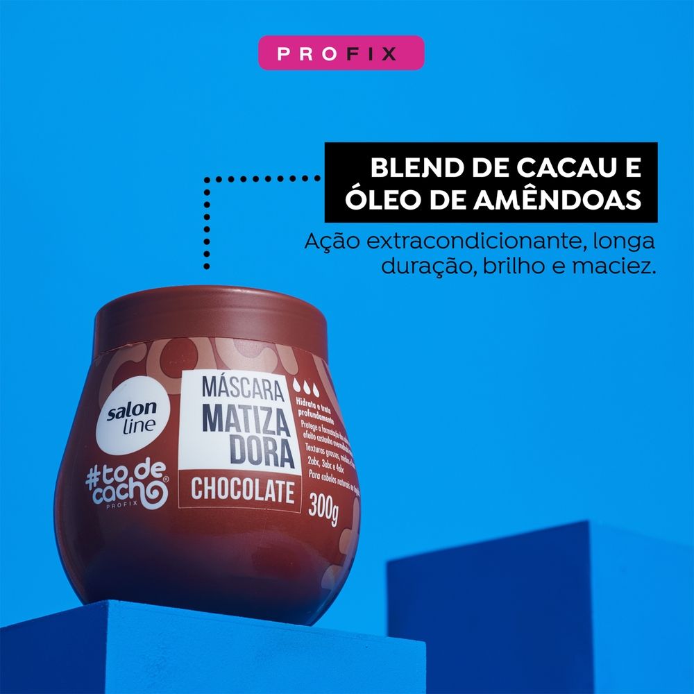 Máscara Matizadora #todecacho Chocolate 300g em fundo promocional