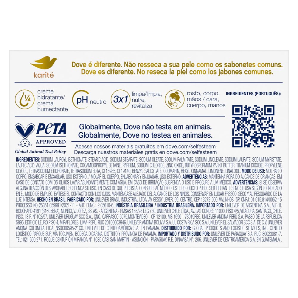 Embalagem traseira com informações da fórmula e ingredientes