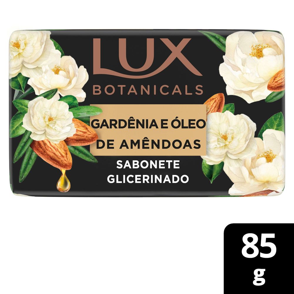 Frontal da embalagem do Sabonete Lux Botanicals Gardênia e Óleo de Amêndoas 85g