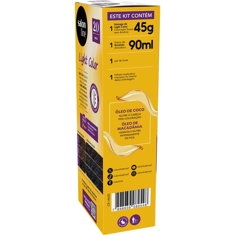 Conteúdo do kit da coloração Salon Line Light Color 2.0 Preto