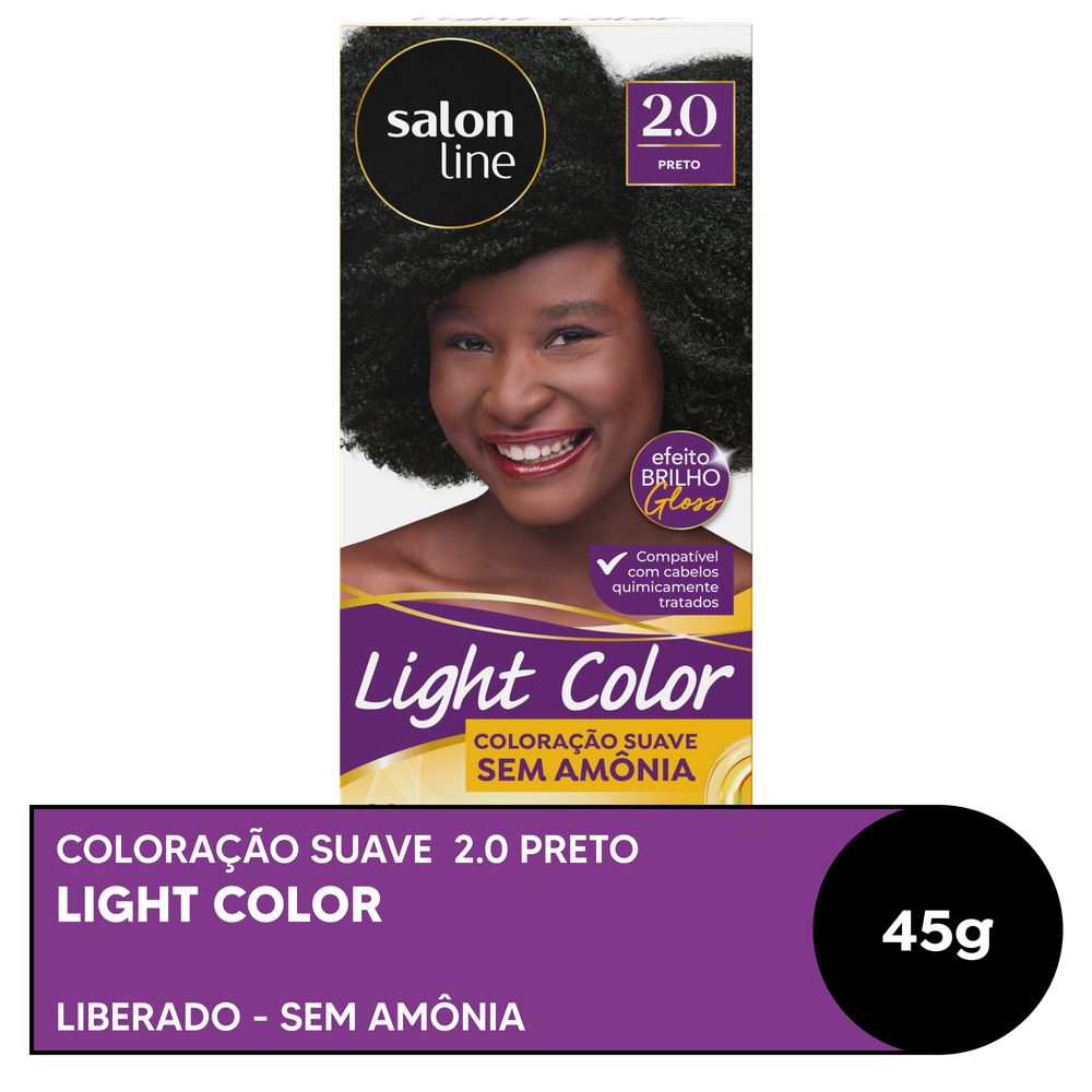 Embalagem frontal da coloração Salon Line Light Color 2.0 Preto