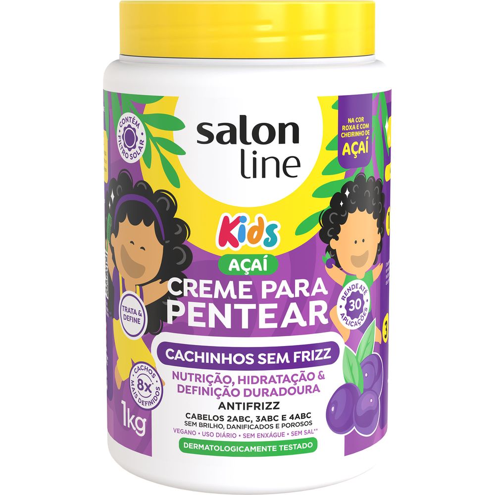 Detalhe do rótulo do Creme para Pentear Kids Salon Line 1kg