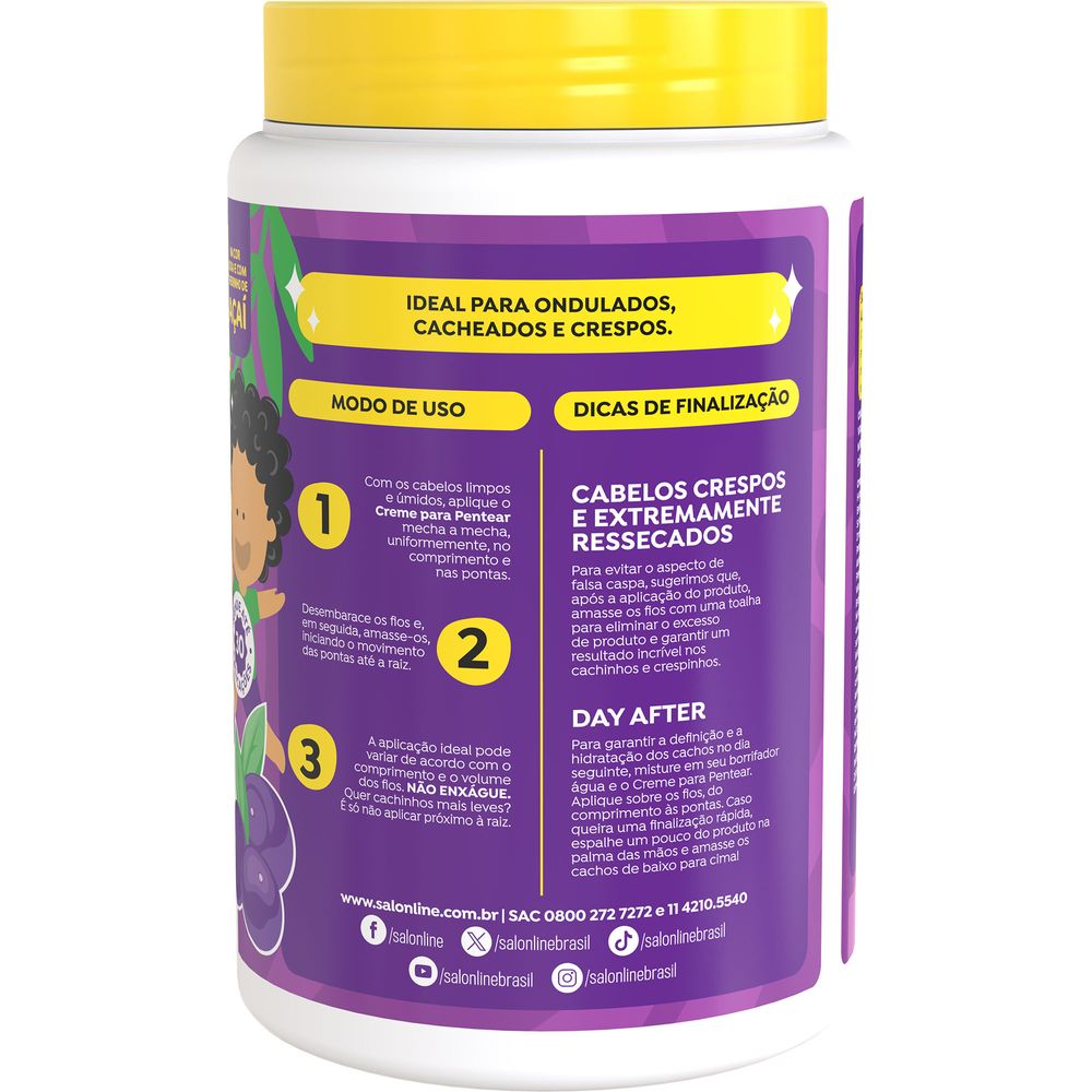 Instruções e dicas de uso do Creme para Pentear Kids Salon Line 1kg